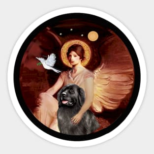 Famous Art Angel Adapted to Feature a Newfoundland - Rainbow Bridge Design Sticker